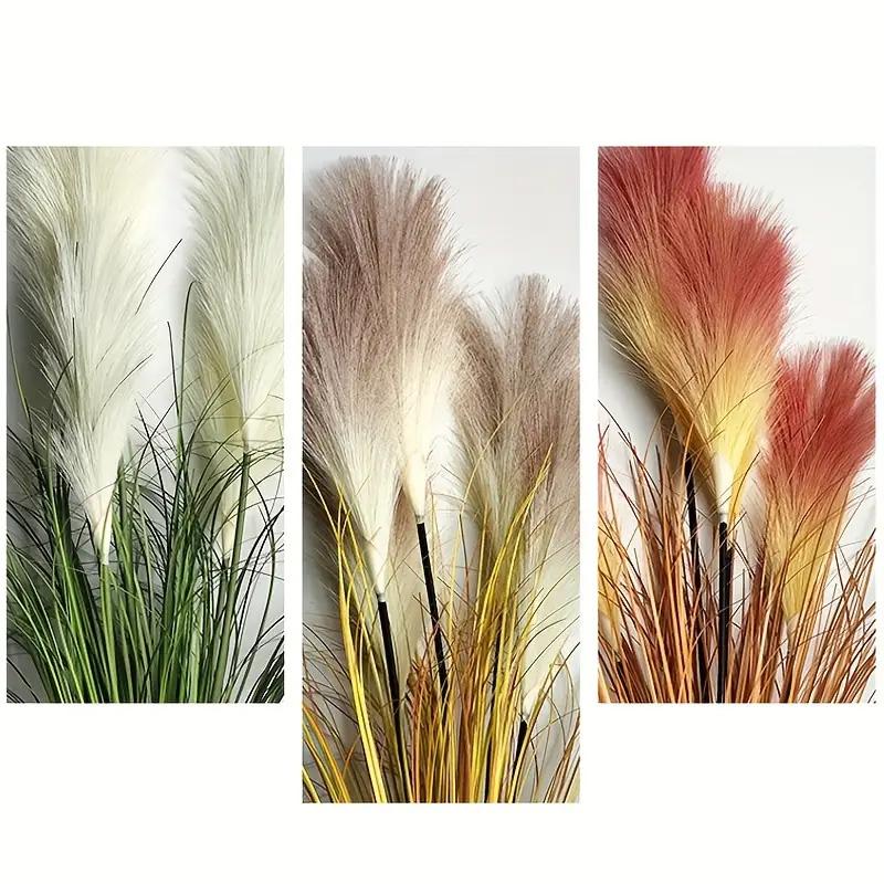 2 пучка шелковистой луговой травы 80 см, искусственные кустарники, всесезонное использование в помещении/на улице, большой букет тростника, декор для дома и сада, искусственные растения