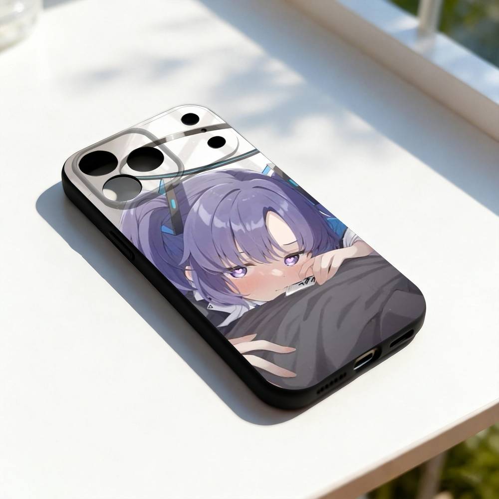 Hayase Yuuka B-Blue A-Archive Phone Case For iPhone 11,12,13,14,15,16,17,Pro,Max,Plus,E,SE4,Air,Mini Black Soft Cover