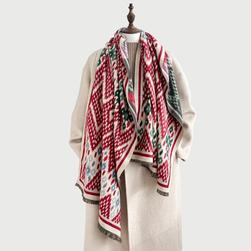 Scarf Women's Autumn and Winter Thickened Imitation Cashmere Thermal Air Conditioner Shawl Design Scarf Srvs