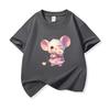 Kids Cotton T Shirt Little Mouse With Daisy Flower Print Crew Neck Short Sleeve Tee Casual Boys Girls Summer Tops