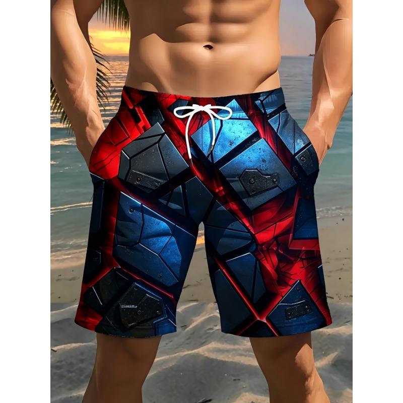 Beach Shorts - Adjustable drawstring waistband, lightweight polyester swim shorts