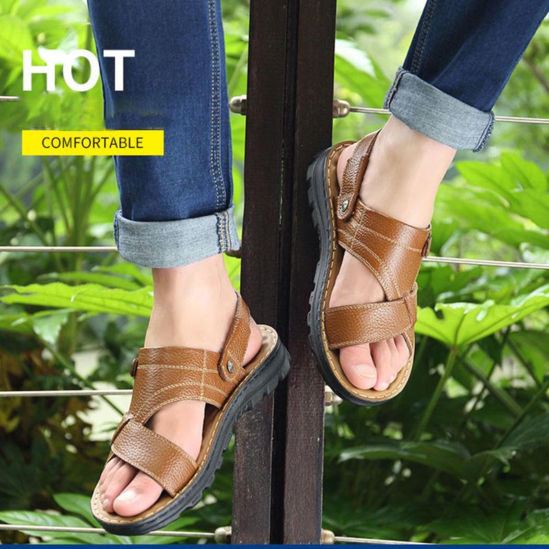 Мужские сандалии, кожаная мужская пляжная обувь, брендовая мужская повседневная обувь, мужские тапочки, кроссовки, летняя обувь, шлепанцы