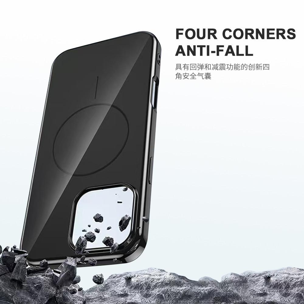Suitable for Apple 16PM Fine Magnetic Ring 15Pro Silicone Glossy Case 14pm Solid Color Full Cover 13 Liquid Protective Case