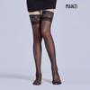 Шелковистые черные кружевные чулки выше колена с нескользящим силиконом