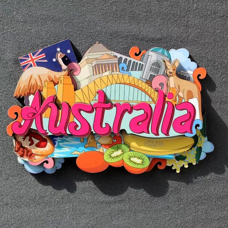 Винтажные деревянные магниты на холодильник, деревенские магниты на холодильник, сувениры, Австралия, Америка, Лас-Вегас, Таиланд, креативные изделия ручной работы