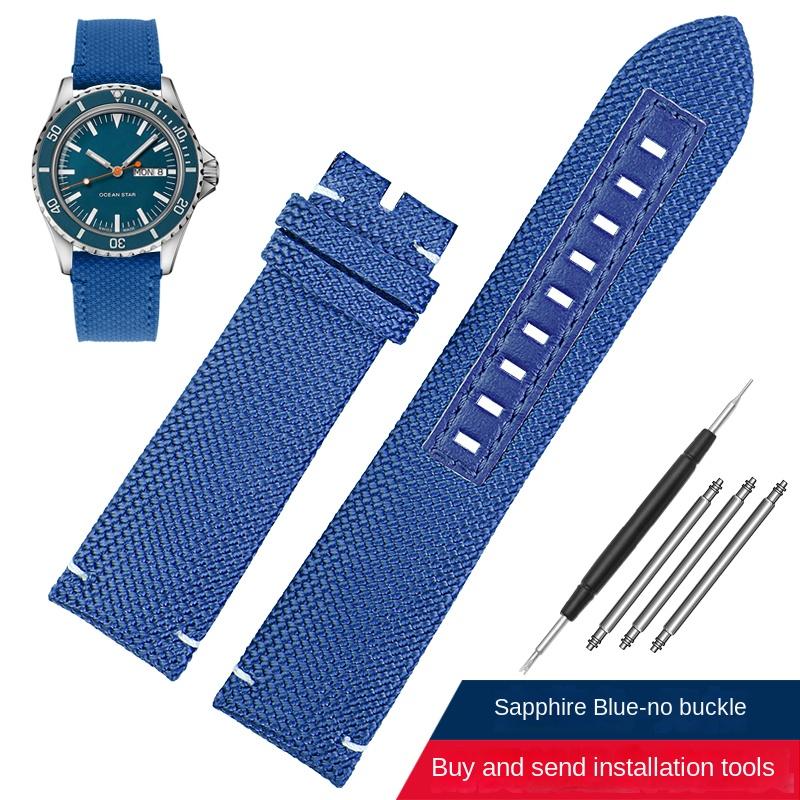 Мужской спортивный ремешок для часов Mido M026.629 M026.430 Ocean Star Pilot Нейлоновый холст Натуральная кожа нижняя часть ремешка 22 мм Аксессуары