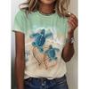 3D Printed Bird Turtle Frog Cat Pattern T Shirt Women Cartoon Animal T-Shirts Short Sleeve O-Neck Tees Loose Street Tops