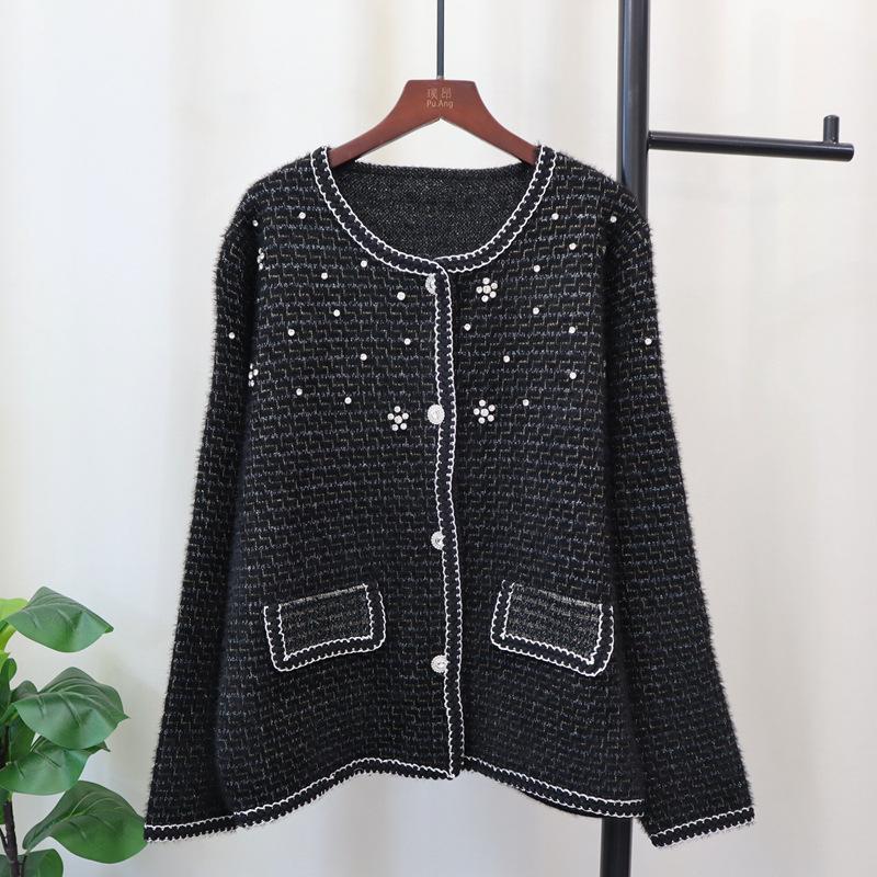 Вязаный кардиган из искусственного норкового бархата, новый свободный дизайн, свитер-куртка для женщин, осень-зима