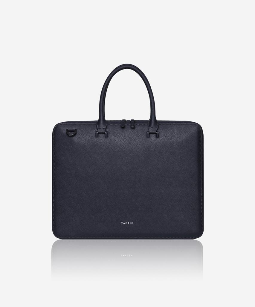 Tantin Noble Briefcase Cowhide Document Bag T13807 Navy