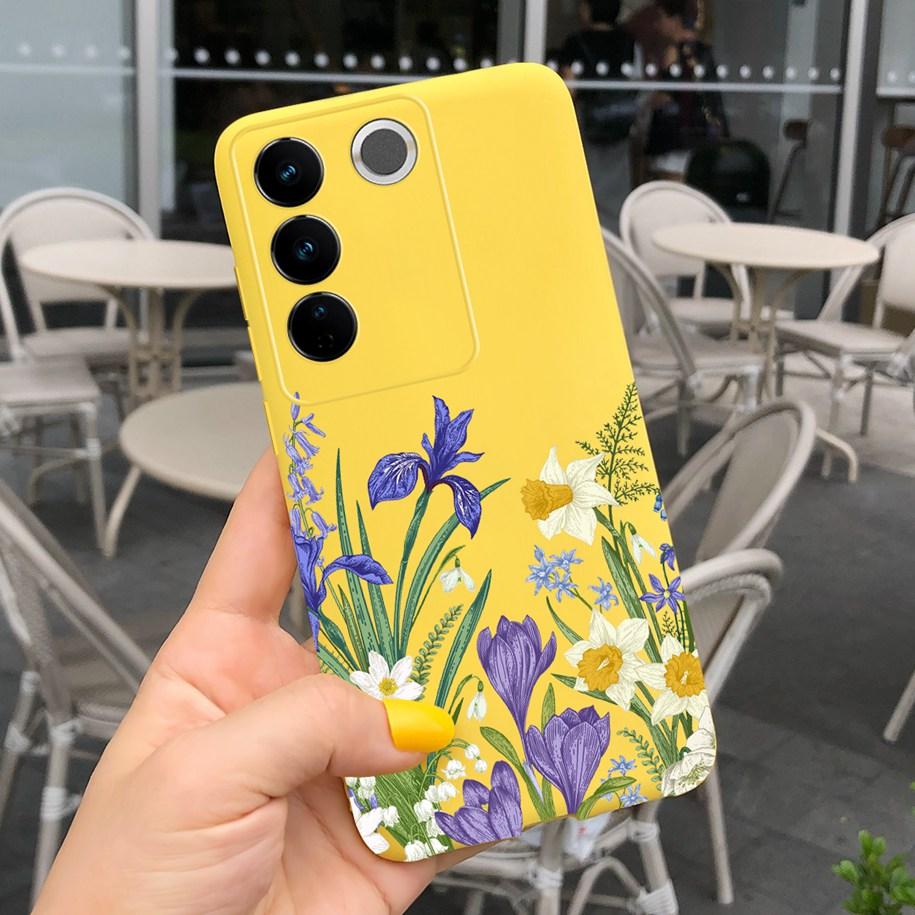 Чехол для Vivo V27 Pro Задняя крышка для Vivo V27e Модный чехол-фунда конфетного цвета с рисунком для Vivo V27 5G V 27e V27Pro V2237 V2230 Мягкий чехол