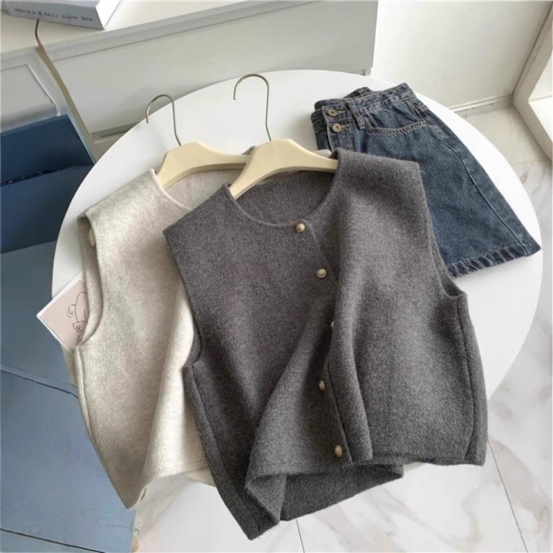 Нежный департаментский высококлассный жилет темпераментный универсальный однобортный вязаный жилет женский осенне-зимний многослойный накидной жилет