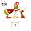 Festive Santa Bonfire Lamp Christmas Night Light, Claus Grandma Resin LED Soft Glowing Light for Kids Bedroom, Plug-in Ambient Lighting Home