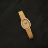 Luxury Gold Plated Oval Women's Watch Diamond Bezel Woven Mesh Band Elegant Quartz Wristwatch for Ladies