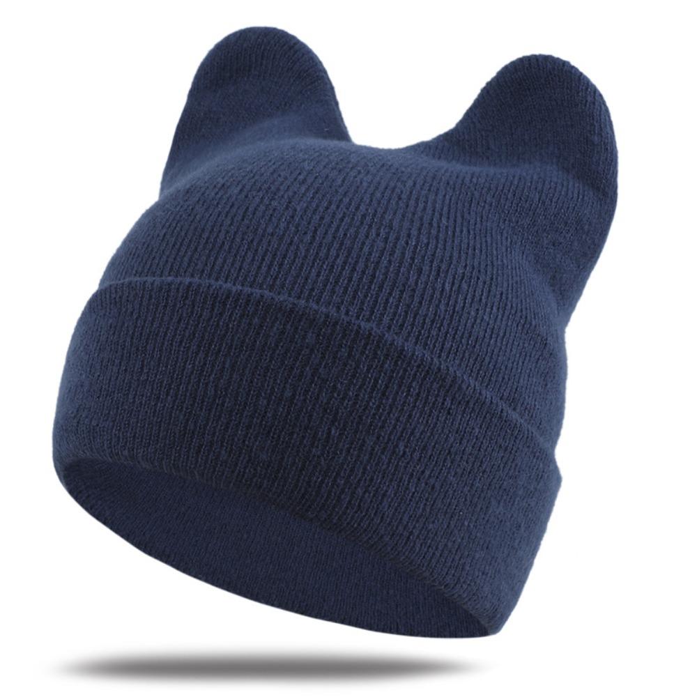 Cute Cat Ears Beanie Hats Y2K Pullover Hat Kawaii Knitted Hat Girls