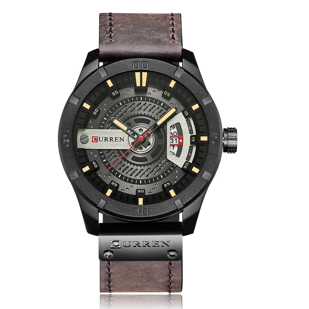 Мужские часы Curren 8301 с кожаным ремешком, деловым календарем