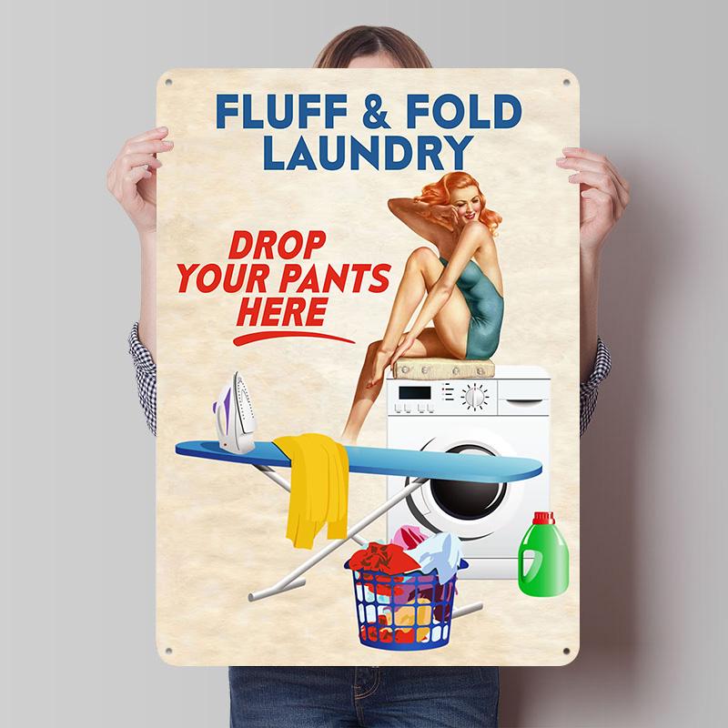 LAUNDRY VINTAGE PINUP Tinplate Posters Customizable Wall Art Retro Vintage Metal Signs for Home Room Bathroom Decor Wand Deko