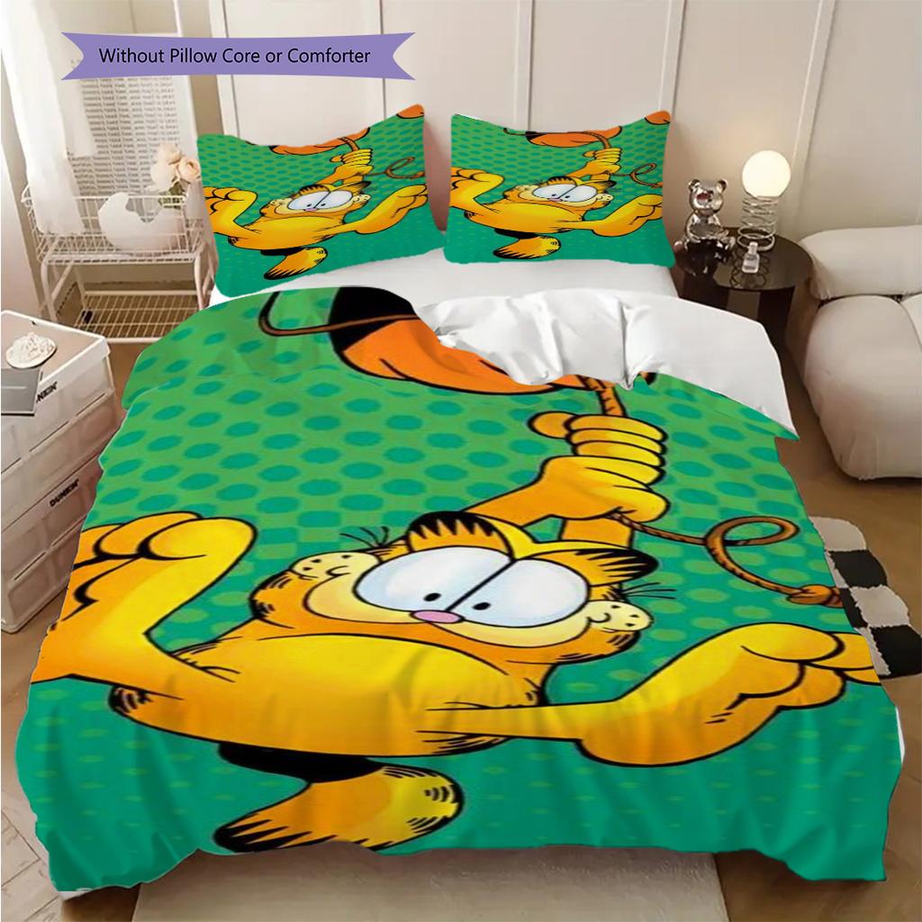 Garfield'S Adventures Comics Bedding 1 Duvet Cover 2 Pillowcase Without Core Bedding Set Christmas Birthday Gift Soft And Comfortable