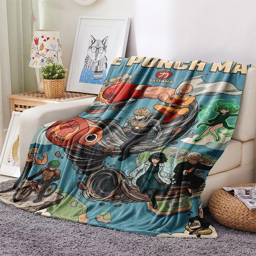 One Punch Man Characters flannel blanket, classic anime pattern for home furnishing, nice gift.xwn