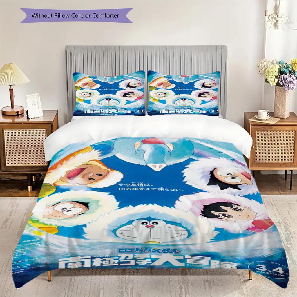 Doraemon Adventure Blue Hero'S Tale Threepiece Set 1 Duvet Cover 2 Pillowcase Without Core Bedding Set Soft And Comfortable
