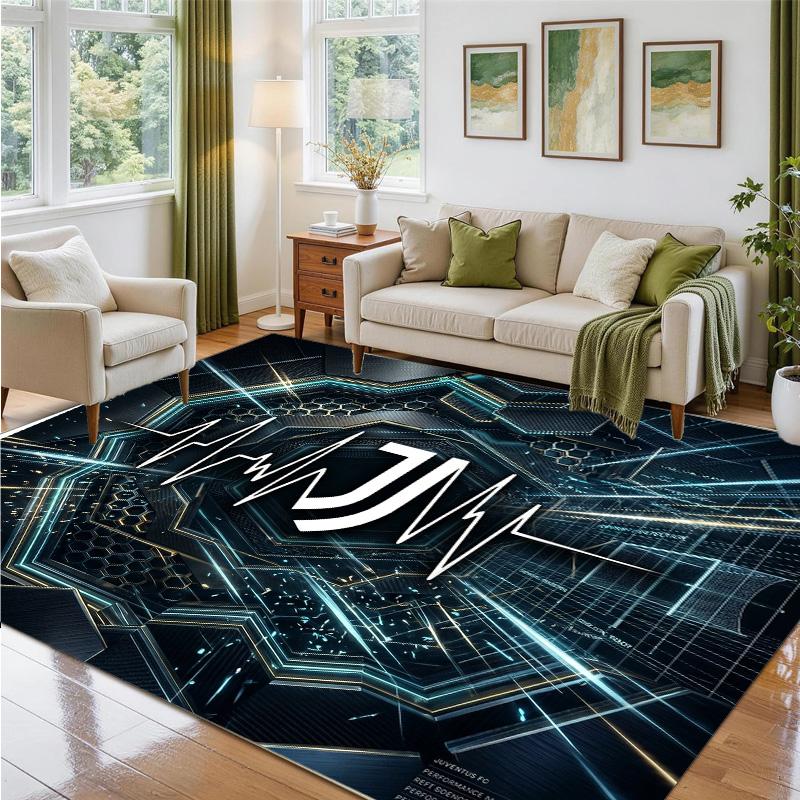 Juventus FC Design Crystal Velvet Rug Soft Decorative Mat for Bedroom Entrance