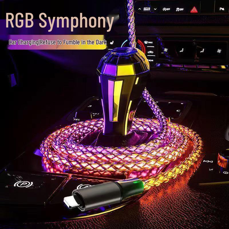 RGB градиентный кабель для быстрой зарядки нескольких устройств со светящимся дыхательным светом для Huawei и Apple