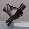 Autumn and Winter Men's Leather Gloves PU Touch Screen Waterproof, Windproof and Warm Adult Velvet Driving Full Finger Outdoor Riding