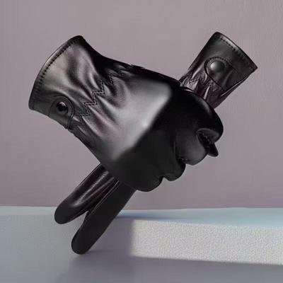 Осенние и зимние мужские кожаные перчатки PU с сенсорным экраном, водонепроницаемые, ветрозащитные и теплые, для взрослых, бархатные, для вождения, с закрытыми пальцами, для езды на открытом воздухе