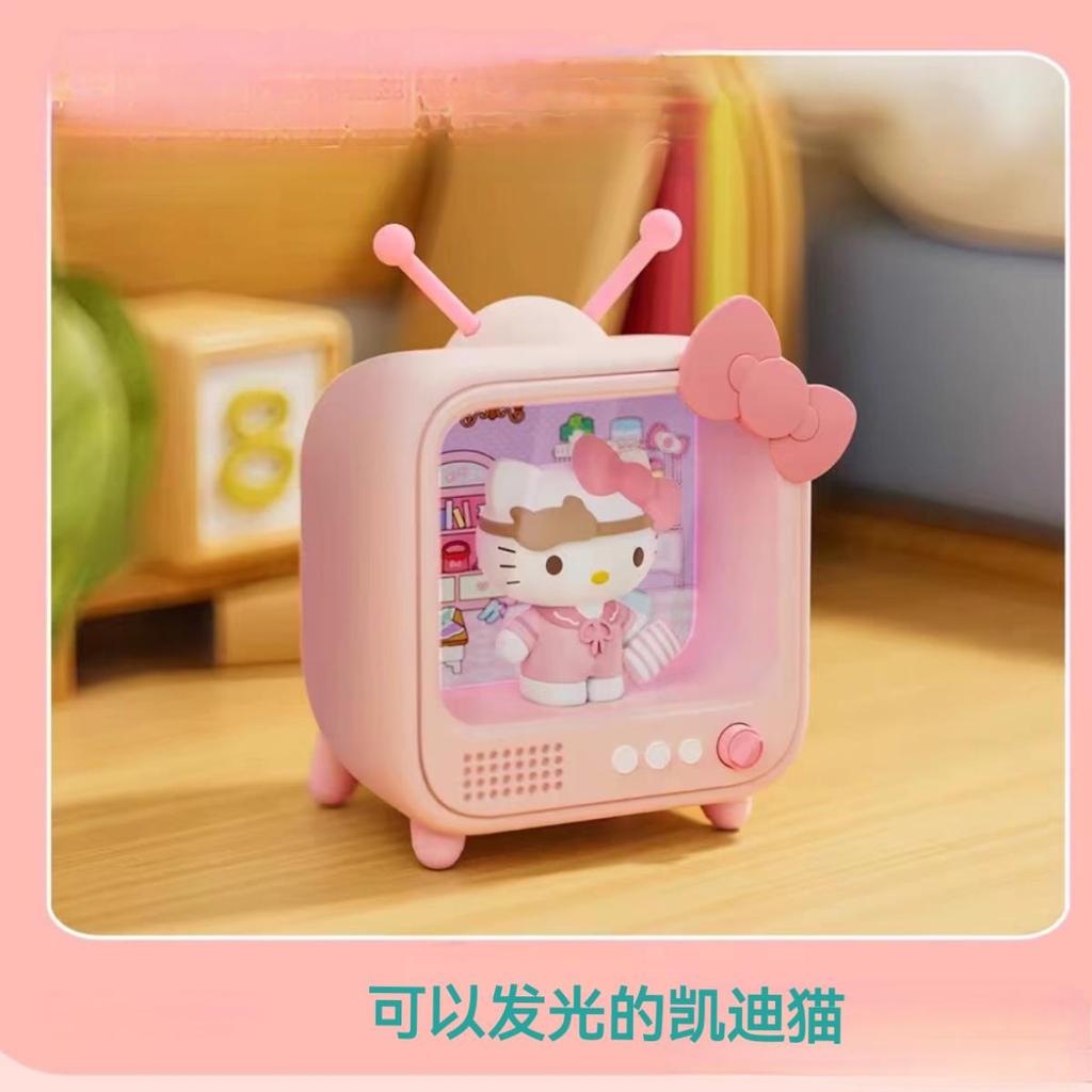 Kawaii Sanrio Character Tv Channel Series Luminous Night Light Toys Anime Kuromi Cinnamoroll Girls Desktop Ornaments