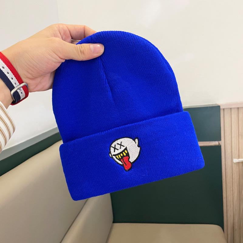 Шерстяные шапки для мужчин и женщин Японские Универсальные и Милые Теплые и Защищающие от холода Вязаные шапки для осени и зимы Шапки-пуловеры от холода