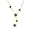 Premium Feeling Four Leaf Clover Tassel Titanium Steel Necklace Simple Double Sided Four Leaf Flower Necklace For Women