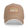 Salty Crew Logo Baseball Cap Black with Mountain and Sea Design Find Refuge in the Sea Embroidered Patch Hat