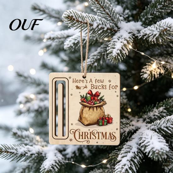 Decorative Gift Accessories for Friends Rustic Santa Reindeer Money Holder Ornament, Wooden Cash Card Creative Ornaments Clip with Slot, Christmas