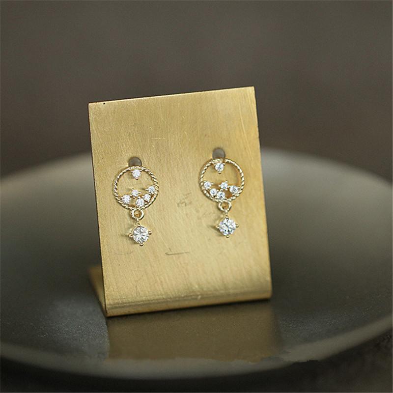 925 Sterling Silver Korean Version Simple Mysterious Star Earrings Pavé Crystal Party 14k Gold Plating Jewelry Girlfriend Gift