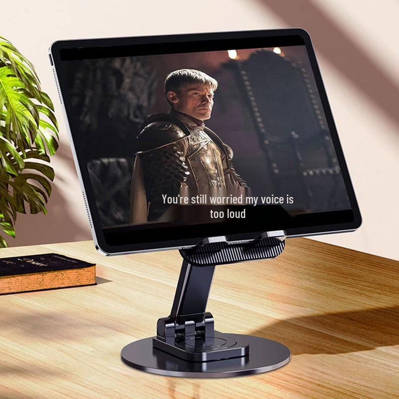 Round Metal Rotating Phone Holder - Portable Desktop Stand for Live Broadcasts, Lazy Person Design, Gift with Logo.