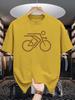 Simple Line Cyclist Bicycle Graphic Mens Crew Neck T Shirt Minimal Cycling Art Print Short Sleeve Casual Cotton Summer Tops