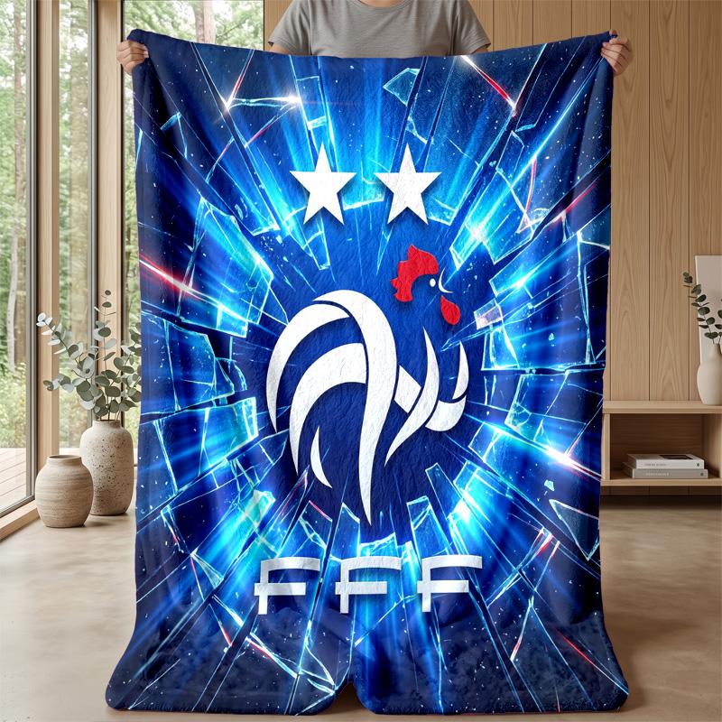 Фланелевое одеяло с принтом France Football, приятное для кожи, теплое, декоративное покрывало для дивана, кровати, для повседневного использования