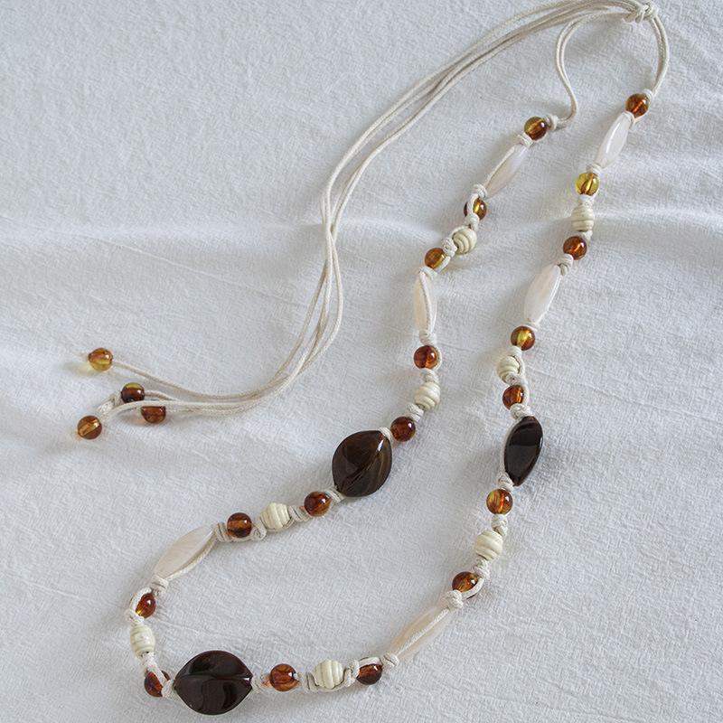 Бохо Стиль Вощеная Веревка Плетение Узлами Этнический Стиль Ручная Работа Деревянные Бусины Женский Пояс Повседневный Стиль для Отпуска Изысканная Поясная Веревка