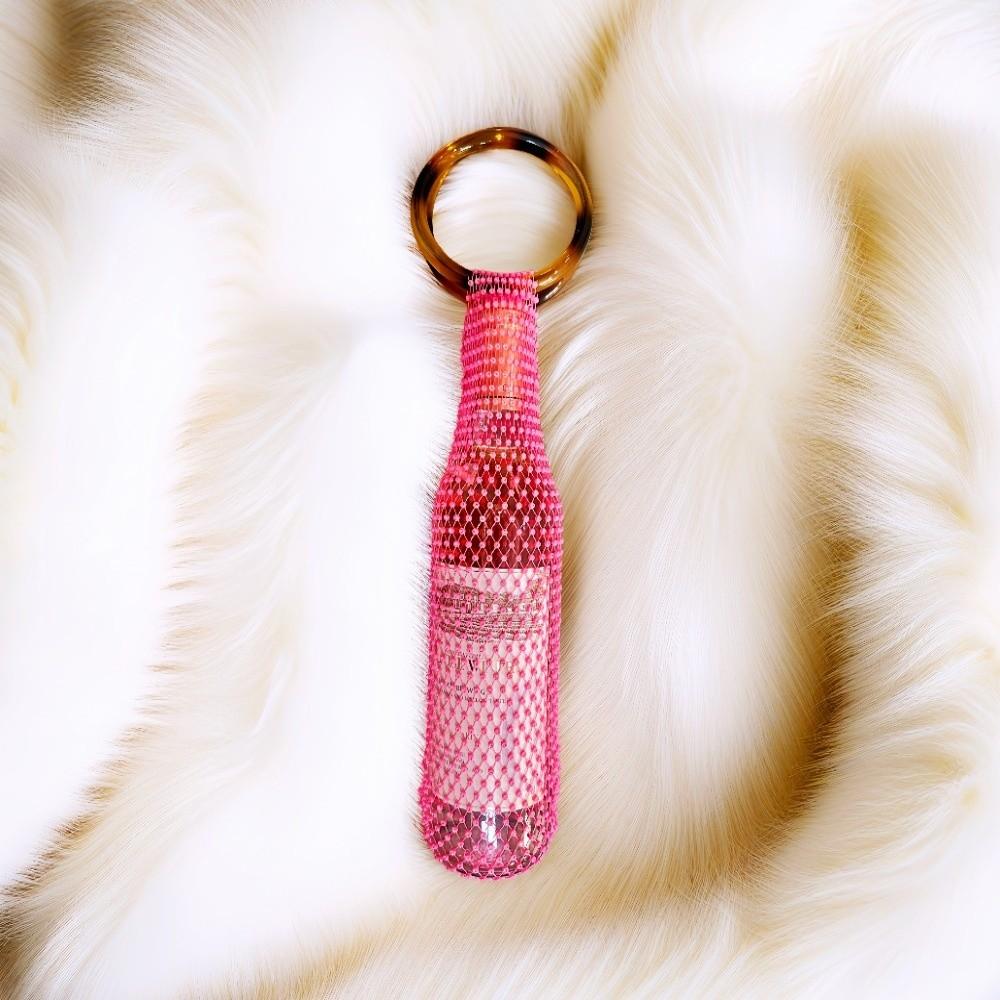 Resin Handle Hand-carrying Bottle Bag Handwoven Bling Bottle Cover Diamond Wine Bag Christmas