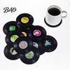 Non-slip Solid Wood Cup Mats Retro Elk/Vinyl Record Coasters, Decorative Wooden Mats, Insulated Table Natural Decor for Home Office Mat, Non
