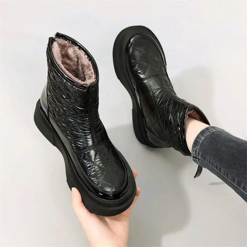 Soft Leather Snow Boots for Women New Designer Winter Waterproof Non-slip Large Cotton Ankle Boots Women's Warm Cotton Shoes