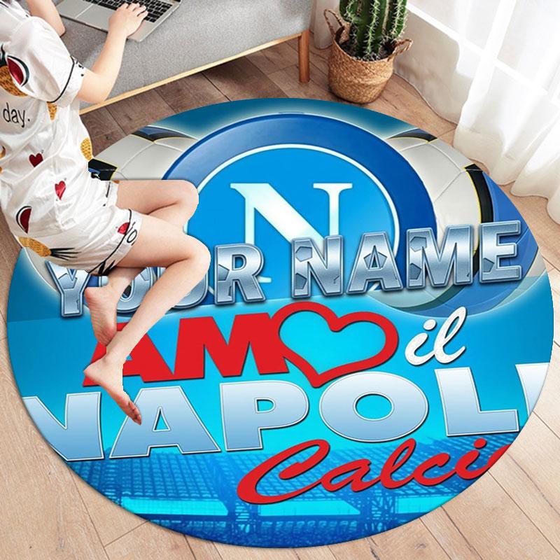 SSC Napoli Custom Name Round Area Rug,Carpet Rug for Living Room Bedroom Sofa Playroom Decor,Non-slip Floor Mat