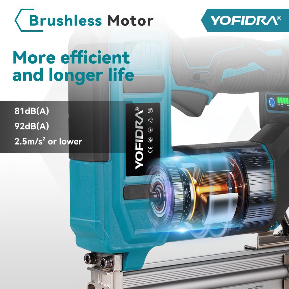 Yofidra Brushless 30mm Electric Nail Gun 2in1 Nailer/Stapler Gun Cordless Framing Nailer Tacker Tool For Makita 18V Battery Pins