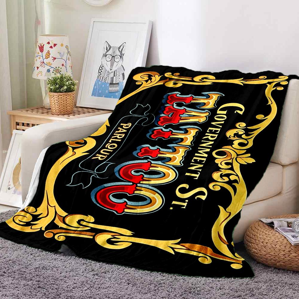 Tattoo Shop Flannel Blanket Throw Blanket Soft Warm Sofa Bed Camping home Decor Unique Christmas Gift C9262038