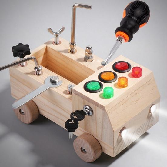 Деревянная доска с отвертками для машины, набор для развития мелкой моторики, развивающая игрушка для детей, сенсорная игрушка «Занятый грузовик» для малышей, дошкольная деятельность, обучающая игрушка