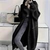 Женский oversized длинный вязаный кардиган свободный крупной вязки с открытым передним краем пальто-свитер с карманами зимняя теплая верхняя одежда