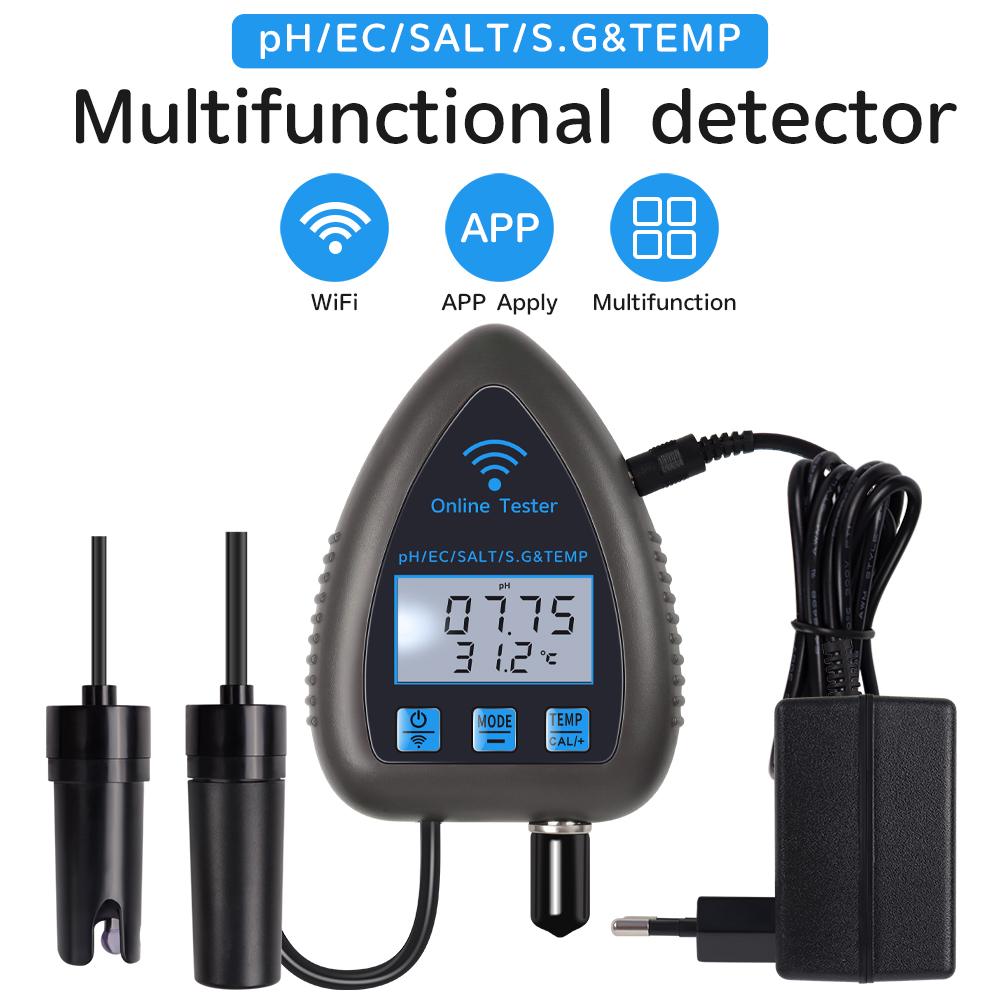 Tuya WiFi 5 в 1 Монитор качества воды TDS/EC/SALT PH SGTEMP Многофункциональный Bluetooth Анализатор воды для аквариумов Аквакультура