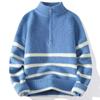 Осень и зима новый мужской толстый полумолния воротник стойка полосатый свитер вязаный свитер вязаное пальто