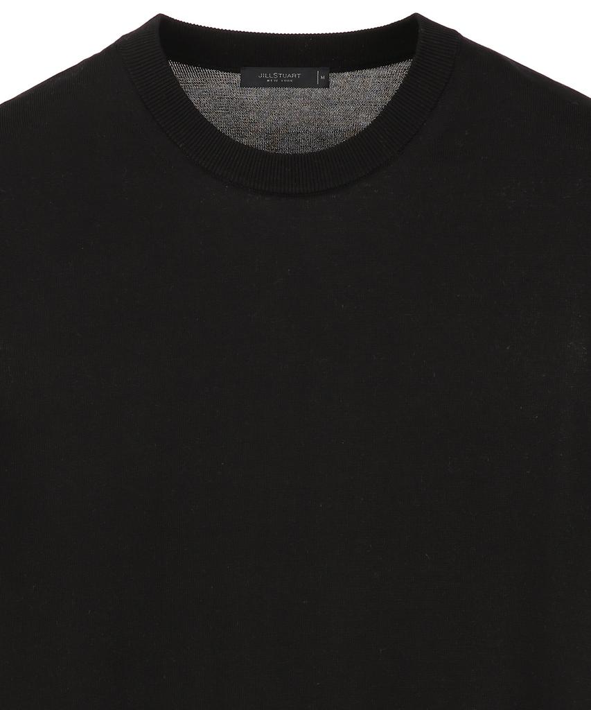 JILLSTUART NEWYORK MEN [Italy Yarn] Silk Cotton Round Short Sleeve Knit - Black (Jnsw6C002Bk)