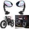 Black Universal Motorcycle Rearview Mirrors 7/8" Bar End For Cafe Racer Bobber Cruiser (Black-Oval)
