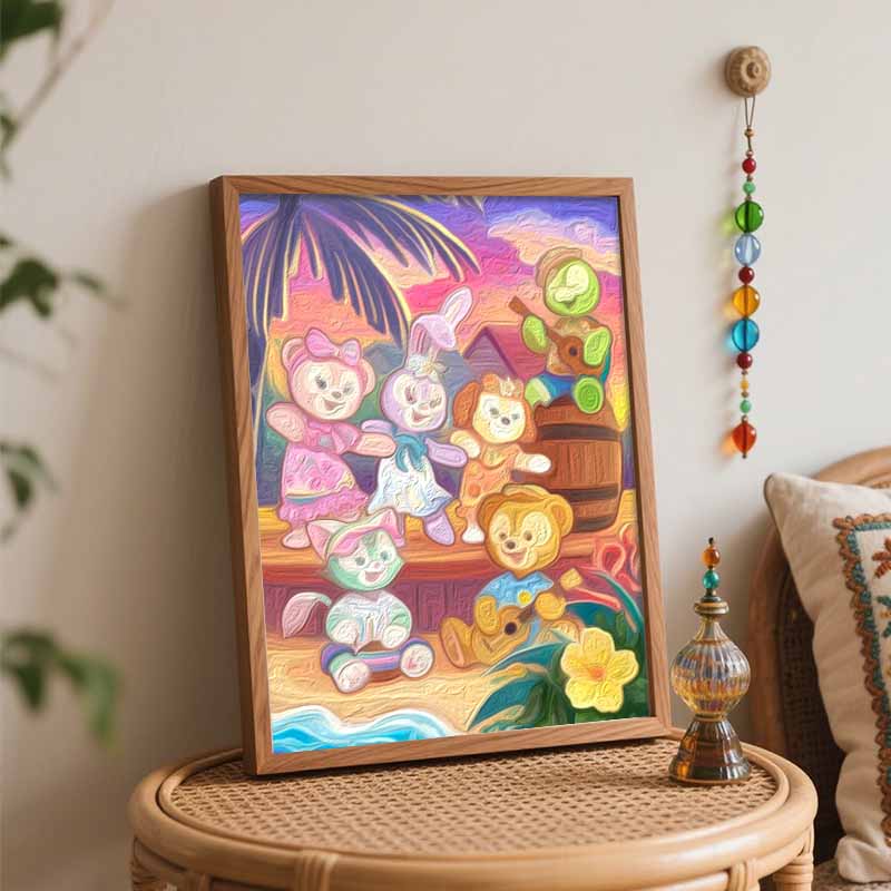 Disney Duffy and Friends tropical beach oil painting art handmade diy painting home decoration gift